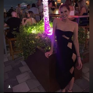 FashionNova sold out Black MIDI Strapless Dress with cutouts size XS